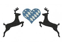 Stickdatei - Bayrisches Herz springende Hirsche